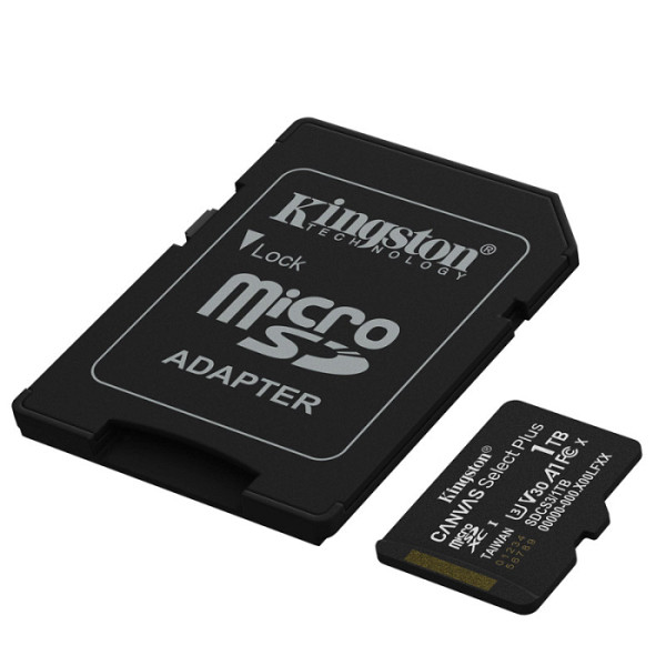 KINGSTON Canvas Select Plus microSD 1TB Class10 UHS-I U3 V30 A1 SD adapter SDCS3/1TB spominska kartica