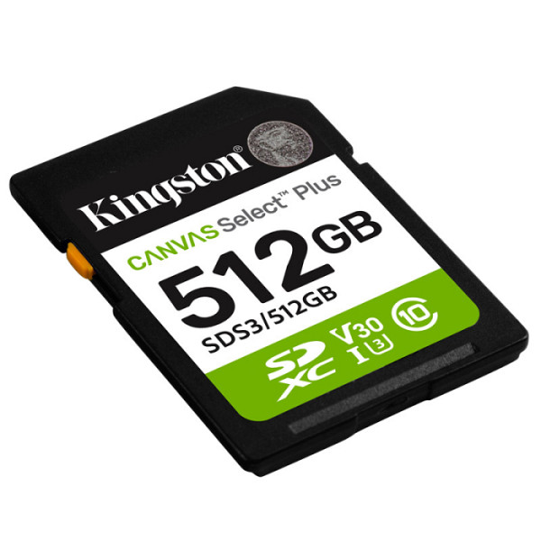 KINGSTON Canvas Select Plus SD 512GB Class10 UHS-I U3 V30 SDS3/512GB spominska kartica
