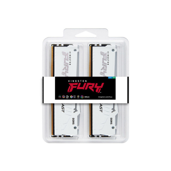 KINGSTON Fury Beast White RGB 32GB (2x16GB) 6000MT/s DDR5 CL30 KF560C30BWEAK2-32 ram pomnilnik