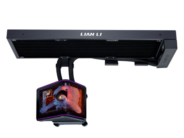 Komplet za tekočinsko hlajenje AIO Liquid Cooler Lian Li HydroShift II OLED Curved 360 Fanless, črn