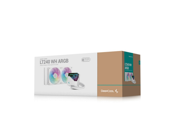 Komplet za tekočinsko hlajenje AIO Liquid Cooler DeepCool LT240 WH ARGB, 240mm, RGB, bel