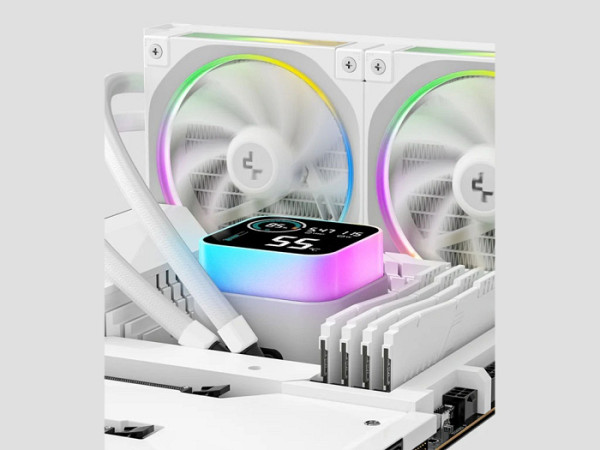 Komplet za tekočinsko hlajenje AIO Liquid Cooler DeepCool LQ360 ULTRA WH, 360mm, LCD, ARGB, bel