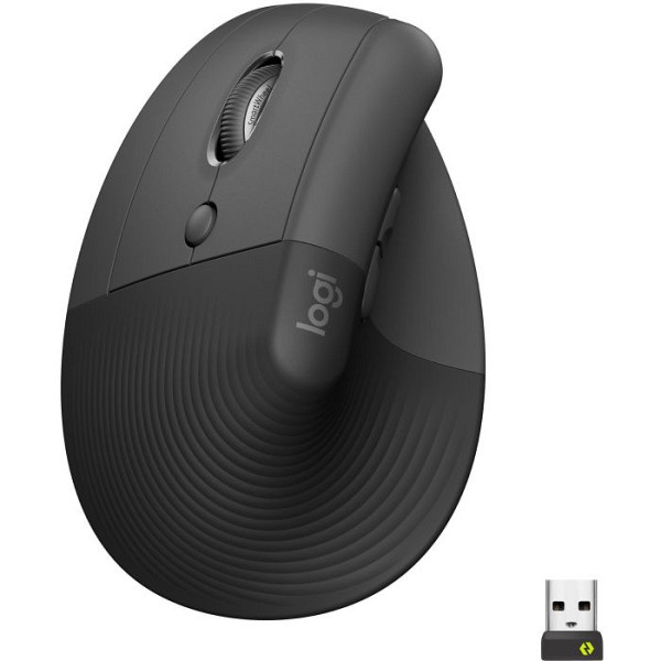 LOGITECH Lift Left vertical ergonomična za levičarje brezžična optična črna miška
