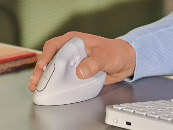 LOGITECH Lift vertical ergonomična brezžična optična mini bela miška