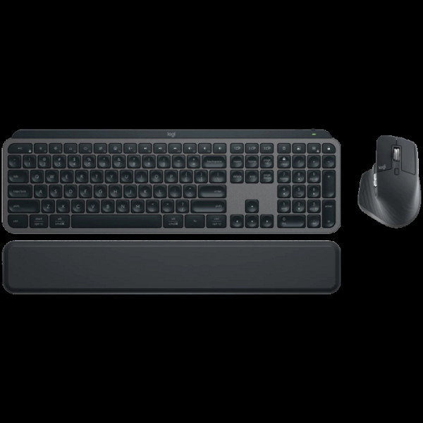 LOGITECH MX Keys S USB-C/BT brezžična osvetljena črna slo tisk naslon za zapestje + miška MX Master 3S + tipkovnica