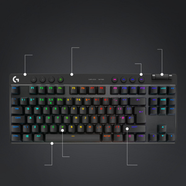 LOGITECH PRO X TKL LIGHTSPEED brezžična RGB Tactile mehanska gaming slotisk črna tipkovnica