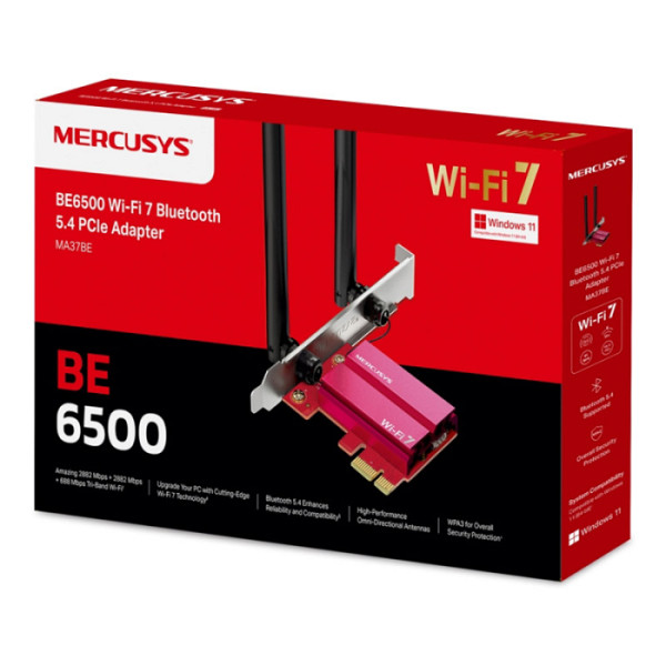 MERCUSYS MA37BE BE6500 WiFi 7 Bluetooth 5.4 Triple Band PCIe mrežna kartica