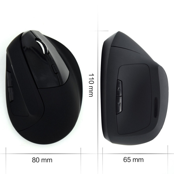 Miška Ewent Wireless Ergonomic Vertical, 1600dpi, črna, USB