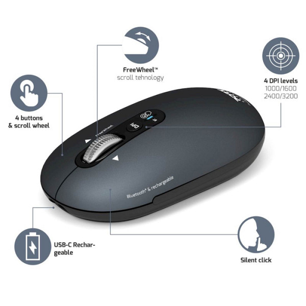 Miška PORT Bluetooth  Pure MAC Shadow