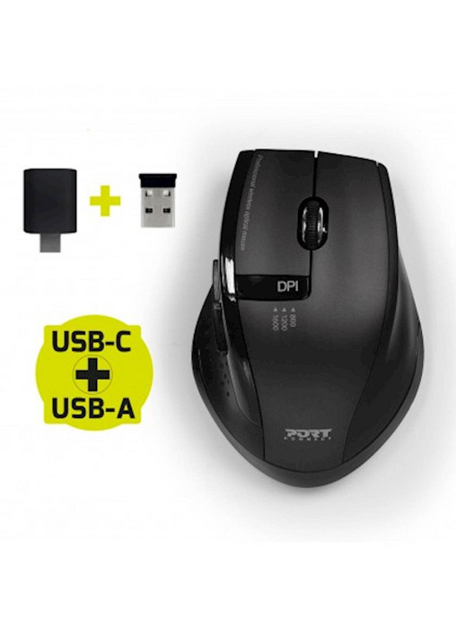 Miška PORT brezžična, USB-A & USB-C