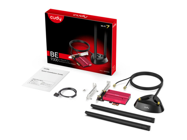 PCI-E brezžični adapter CUDY WE9300S, BE9300 Tri-Band Wi-Fi 7, Bluetooth 5.4, Intel BE200