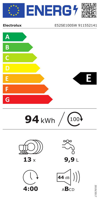 Pomivalni stroj Electrolux E52SE100SW, bel
