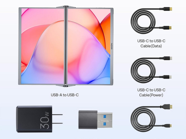 Prenosni monitor 15.6'' (40 cm), FullHD, IPS, 60Hz, dva zaslona, mHDMI, USB-C, zvočniki, ARZOPA E1