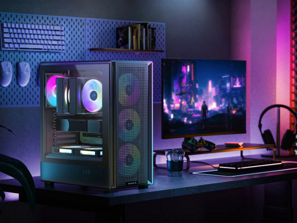 Računalniško ohišje DeepCool CC550 4F, ATX, Midi-Tower, ARGB, kaljeno steklo, črno