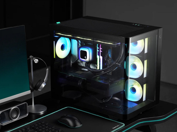 Računalniško ohišje DeepCool CG530U 4F, ATX, Midi-Tower, ARGB, ukrivljeno steklo, črno