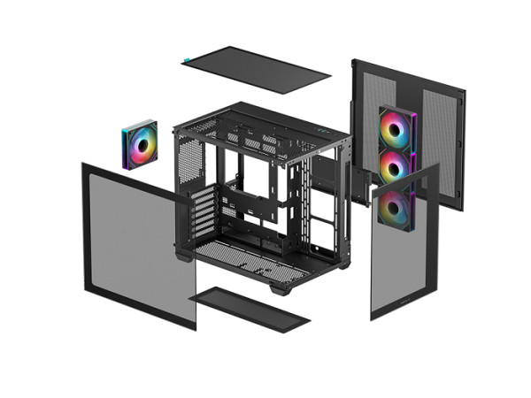 Računalniško ohišje DeepCool CG530 4F, ATX, Midi-Tower, ARGB, Kaljeno steklo, črno