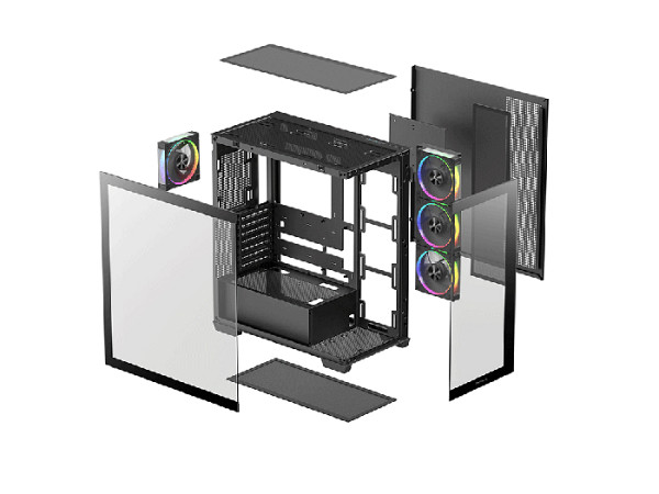 Računalniško ohišje DeepCool CG580 4F V2, ATX, Midi-Tower, Kaljeno steklo, črno