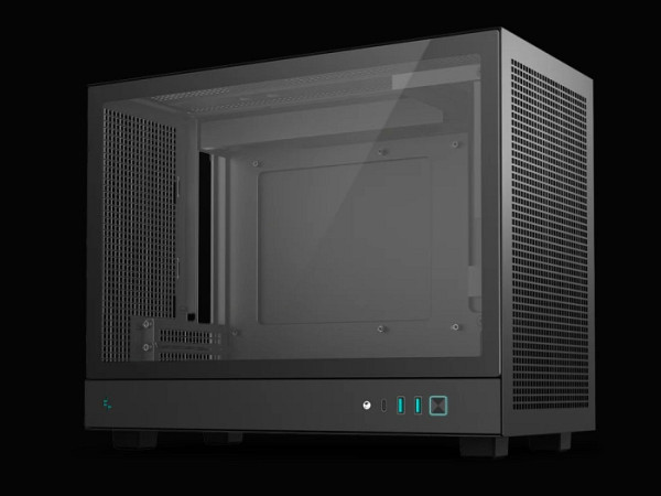 Računalniško ohišje DeepCool CH160 PLUS, ITX, Micro-ATX, kaljeno steklo, črno