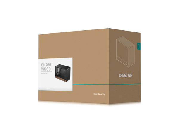 Računalniško ohišje DeepCool CH260 WOOD, Micro-ATX, kaljeno steklo, črno