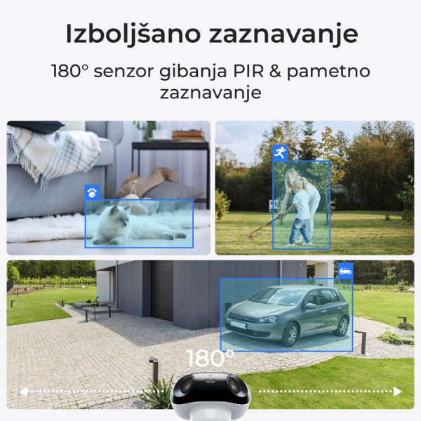 Reolink IP Kamera Argus serija B740X 4K, 180° dvojna leča, Barvni nočni vid ColorX, Baterijska.