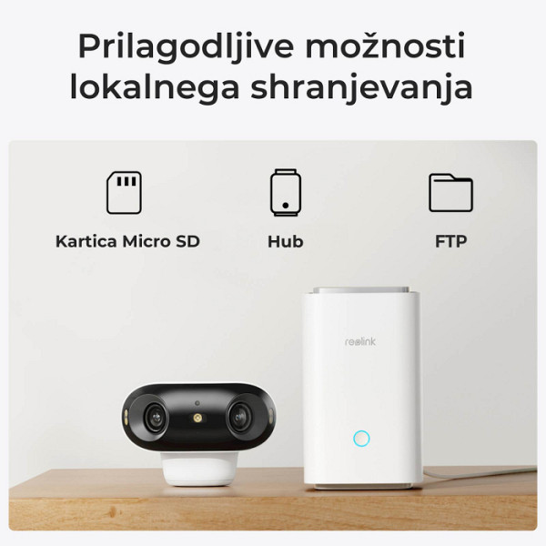 Reolink IP Kamera Argus serija B740X 4K, 180° dvojna leča, Barvni nočni vid ColorX, Baterijska.