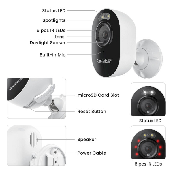 Reolink IP Kamera  Lumus serija E450 Bela, 4K 8MP, Pametno zaznavanje, dvosmerni zvok, IP65 odporna