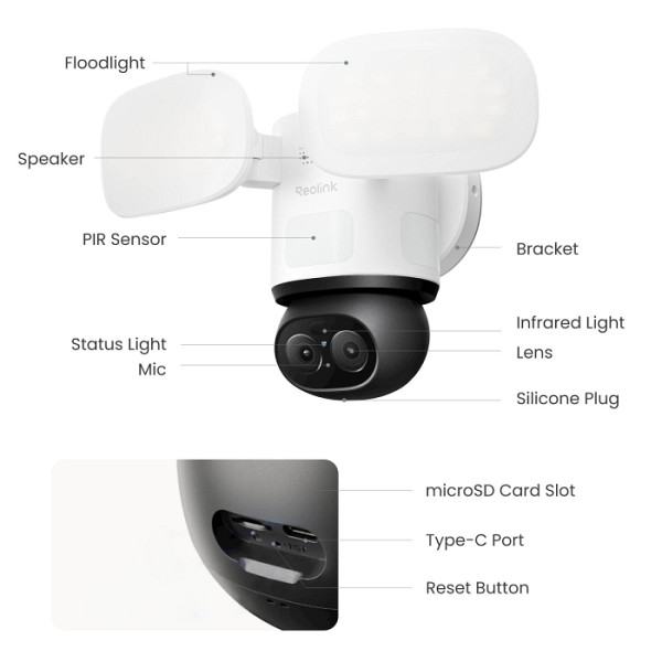 Reolink Ip Kamera TrackFlex Floodlight F850W, 8MP, 4K, 3000 lumnov reflektor, 30M IR, 6x zoom, Ai