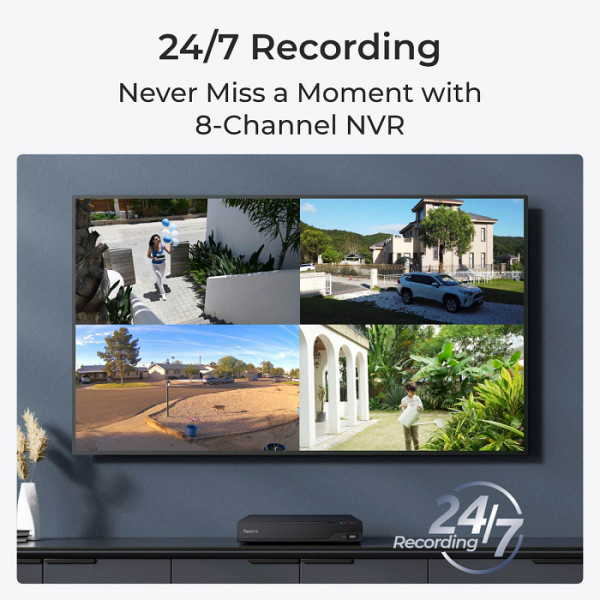 Reolink NVR snemalnik NVS8-5MD4 5MP, 8 kanalni NVR, 2TB HDD, 4x kamera POE