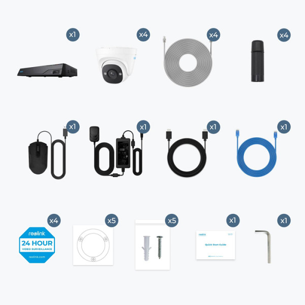 Reolink NVR snemalnik NVS8-5MD4 5MP, 8 kanalni NVR, 2TB HDD, 4x kamera POE