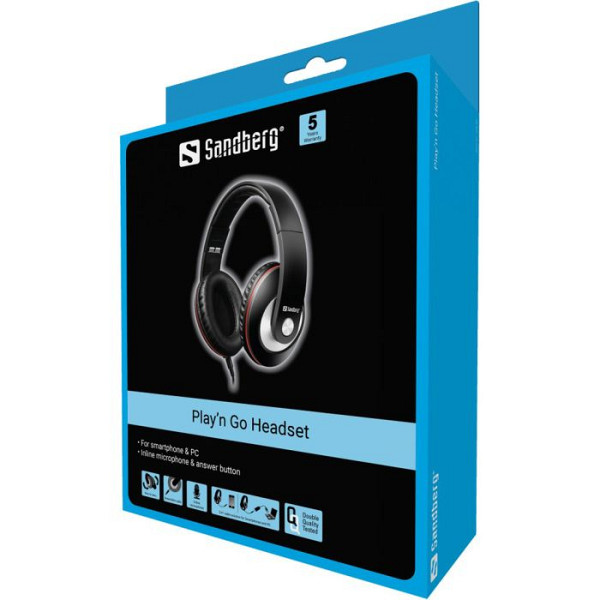 Sandberg Play'n Go Headset Black naglavne slušalke