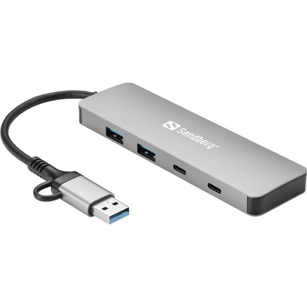 Sandberg USB-C/A v 2x USB-A + 2x USB-C Hub vozlišče