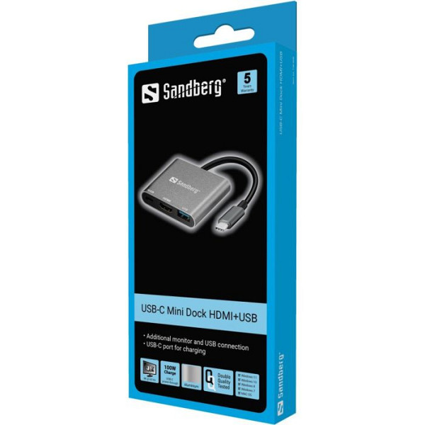 Sandberg USB-C Mini Dock HDMI+USB mini priklopna postaja