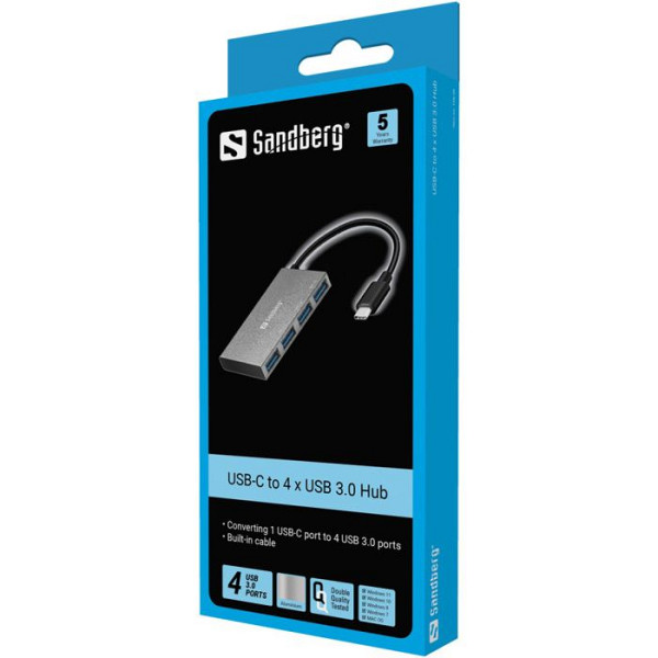 Sandberg USB-C na 4xUSB 3.0 Pocket Hub vozlišče