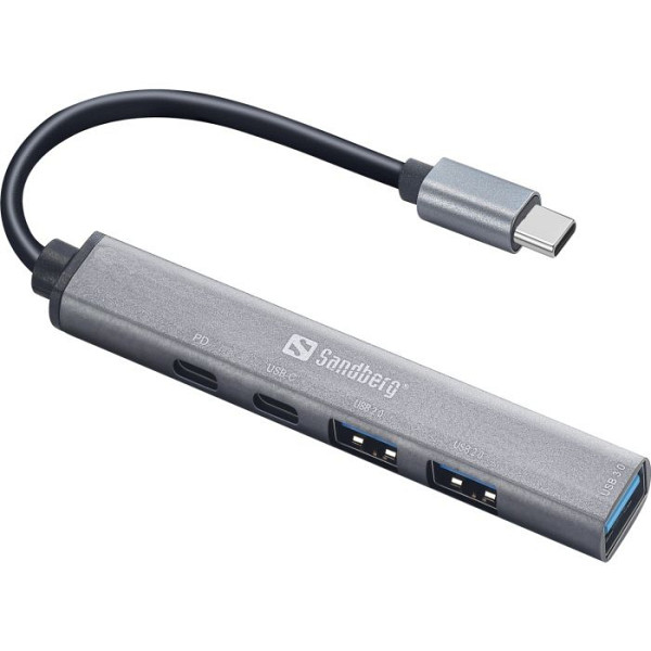 Sandberg USB-C v 3xUSB-A + 2xUSB-C SAVER varčno vozlišče