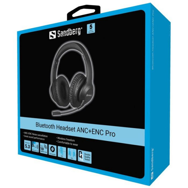 Sandberg Wireless Headset ANC+ENC Pro naglavne slušalke