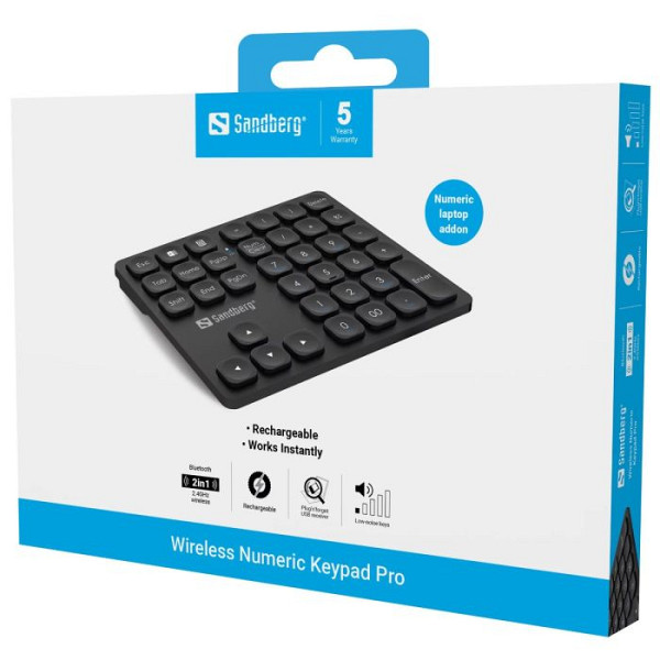Sandberg Wireless Numeric Keypad Pro brezžična številčna tipkovnica