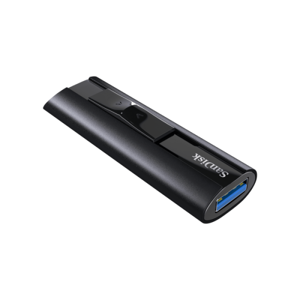 USB DISK SANDISK 256GB EXTREME PRO, 3.2, črn, drsni priključek, strojna enkripcija