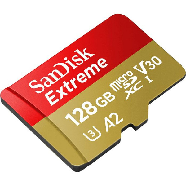 SANDISK Extreme microSDXC 128GB Class 10 UHS-I U3 V30 A2 4K UHD SD adapter SDSQXAA-128G-GN6MA spominska kartica