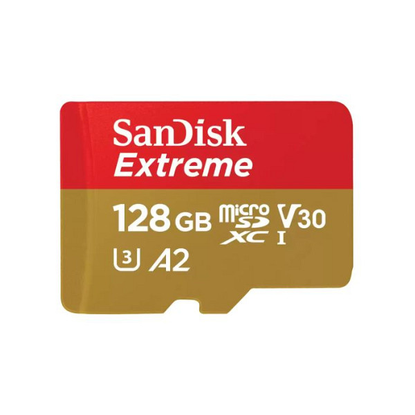 SANDISK Extreme microSDXC 128GB Class 10 UHS-I U3 V30 A2 4K UHD SD adapter SDSQXAA-128G-GN6MA spominska kartica