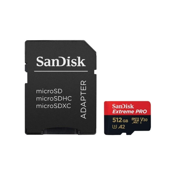 SANDISK Extreme PRO microSDXC 512GB Class 10 UHS-I U3 V30 A2 4K UHD SDSQXCD-512G-GN6MA spominska kartica