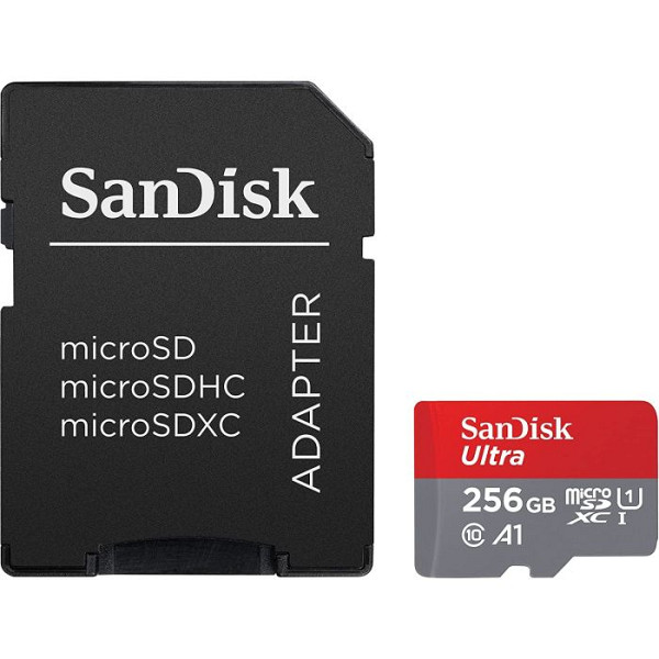 SANDISK Ultra microSDXC 256GB Class 10 UHS-I U1 V10 A1 FHD SD adapter SDSQUAC-256G-GN6MA spominska kartica