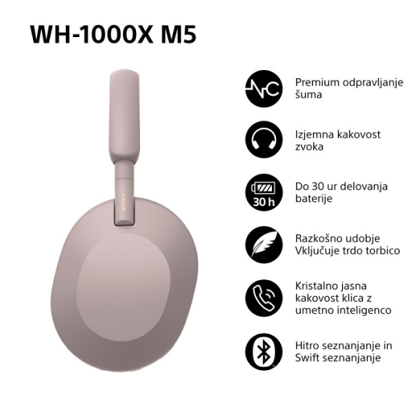 SONY BT slušalke WH1000XM5P roza