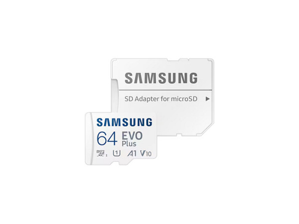 Spominska kartica Samsung EVO Plus, micro SDXC, 64GB, 160 MB/s, U1, V10, A1, UHS-I, z adapterjem