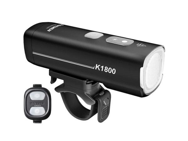 Sprednja kolesarska luč RAVEMEN K1800, 1800 lm, 5000 mAh, Aluminij, IPX7