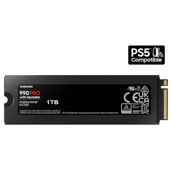 SSD 1TB M.2 80mm PCI-e 4.0 x4 NVMe, V-NAND, Samsung 990 PRO HeatSink (MZ-V9P1T0CW)