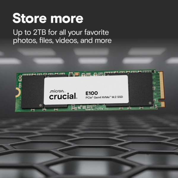 SSD 1TB M.2 80mm PCI-e 4.0 x4 NVMe, CRUCIAL E100 (CT1000E100SSD8)