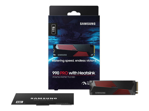 SSD 1TB M.2 80mm PCI-e 4.0 x4 NVMe, V-NAND, Samsung 990 PRO HeatSink (MZ-V9P1T0CW)