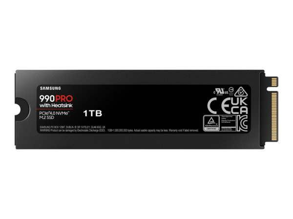 SSD 1TB M.2 80mm PCI-e 4.0 x4 NVMe, V-NAND, Samsung 990 PRO HeatSink (MZ-V9P1T0CW)