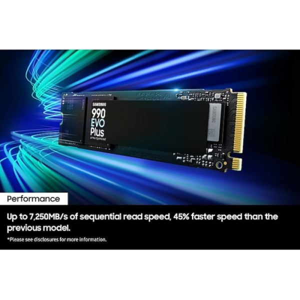 SSD 1TB M.2 80mm PCI-e 5.0 x2 NVMe, V-NAND, Samsung 990 EVO Plus (MZ-V9S1T0BW)