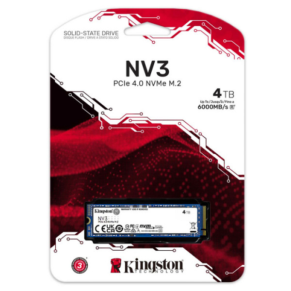 SSD 4TB M.2 80mm PCI-e 4.0 x4 NVMe, Kingston NV3 (SNV3S/4000G)